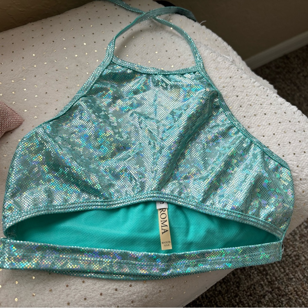 Teal Sparkly Rave Top